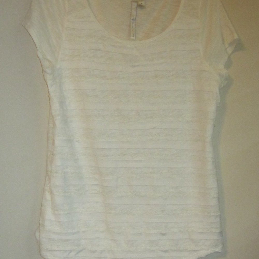 Lauren Conrad lace stripe shirt - Medium - ivory